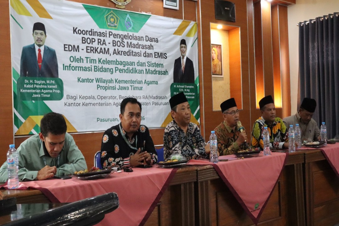 Kepala MTsN 6 Pasuruan Hadiri Koordinasi Pengelolaan Dana BOS, BOP RA, EDM, ERKAM, Akreditasi dan EMIS