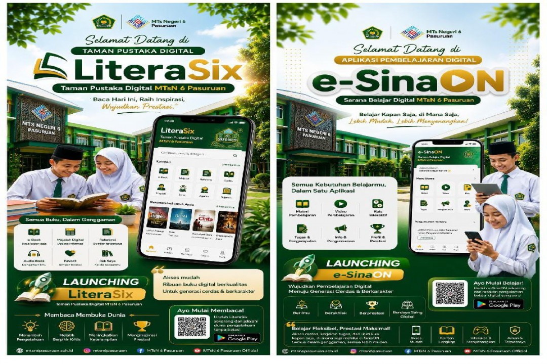 Kepala MTsN 6 Pasuruan Resmi Luncurkan LiteraSix dan e-SinaON, Wujud Transformasi Digital Madrasah